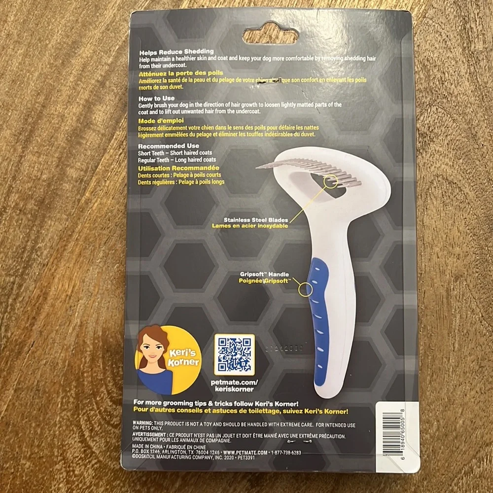 Undercoat rake for dogs